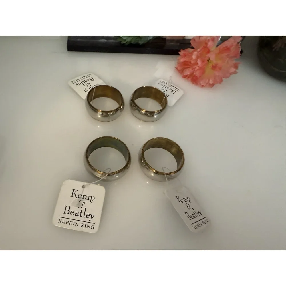 Lot Of 4 Kemp And Beatley‎ Napkin Rings Silver And Gold Tone New With Tags Vtg